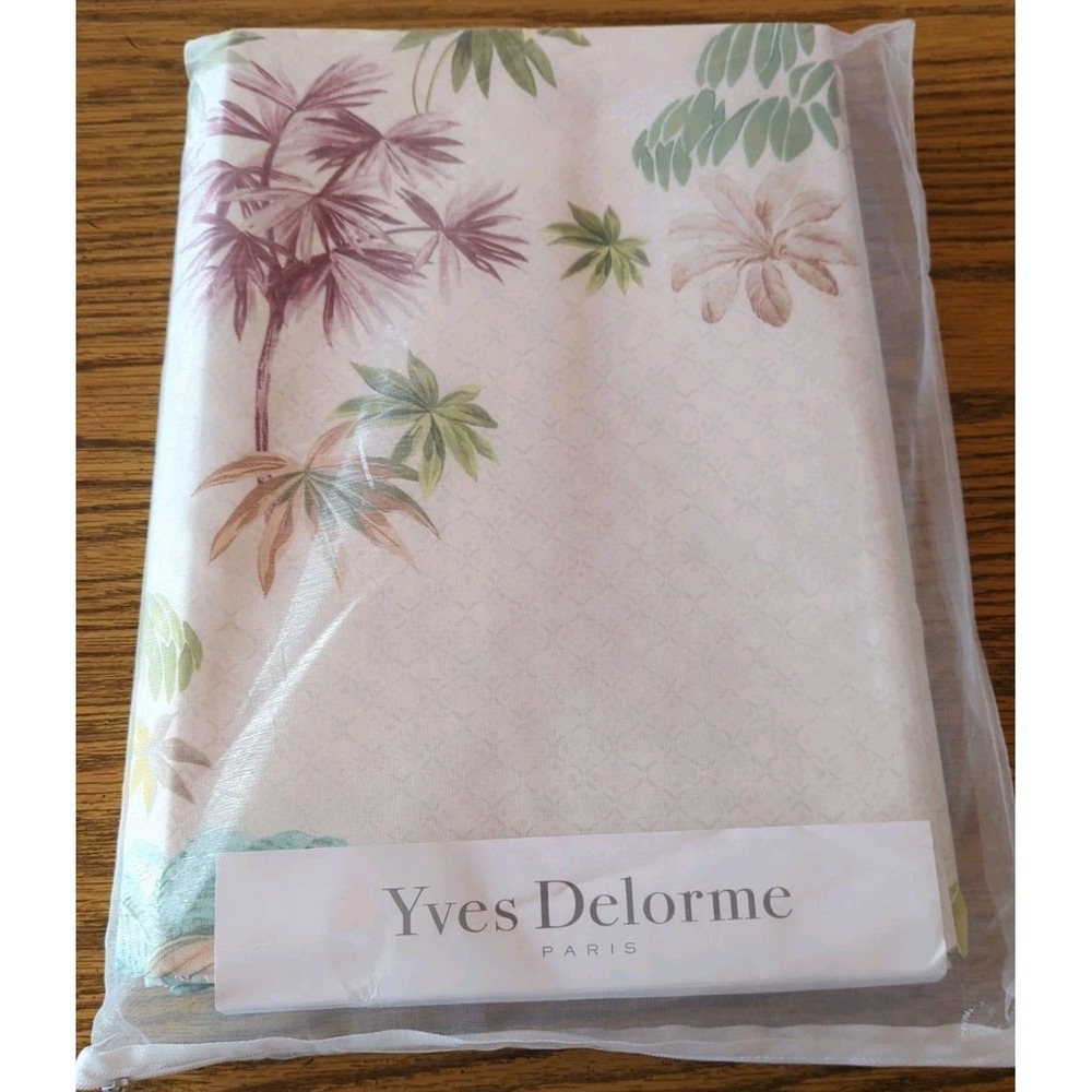 NWT Yves Delorme Paris LAOS 100% Organic Cotton Queen Duvet Cover Floral France